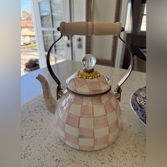 MacKenzie-Childs Rosy Check Tea Kettle 2Qt - Picture 2 of 5